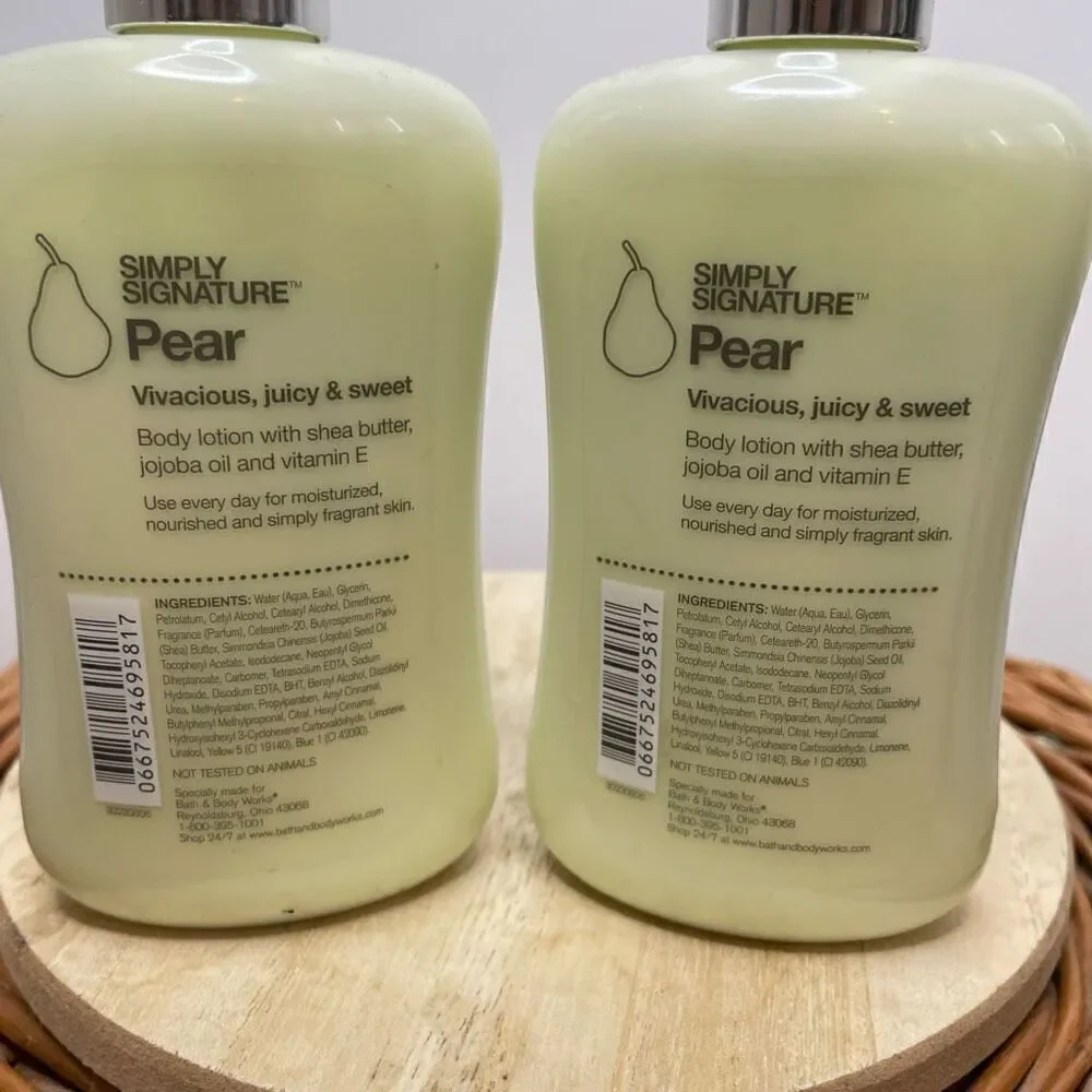 Bath & Body Works Simply Signature Pear Body Lotion 8oz. X 2 RARE Lot Bundle